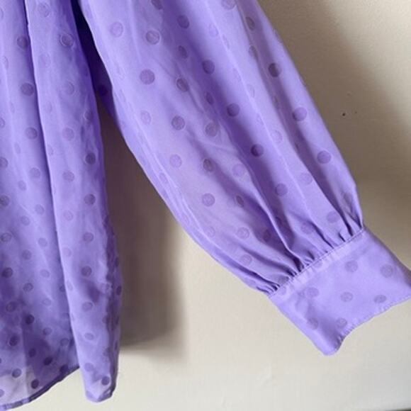 Torrid Chiffon Clip Dot Puff Sleeve Top Womens Plus 3X Purple Career Preppy - Picture 5 of 13